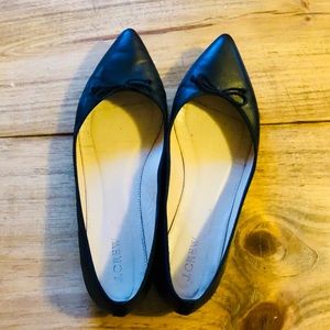 J. Crew Black Pointed Toe Leather Flats